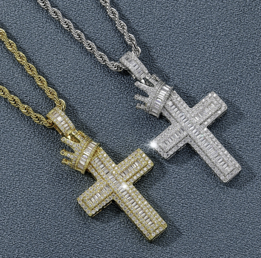 【Ice166】Crown Cross Necklace