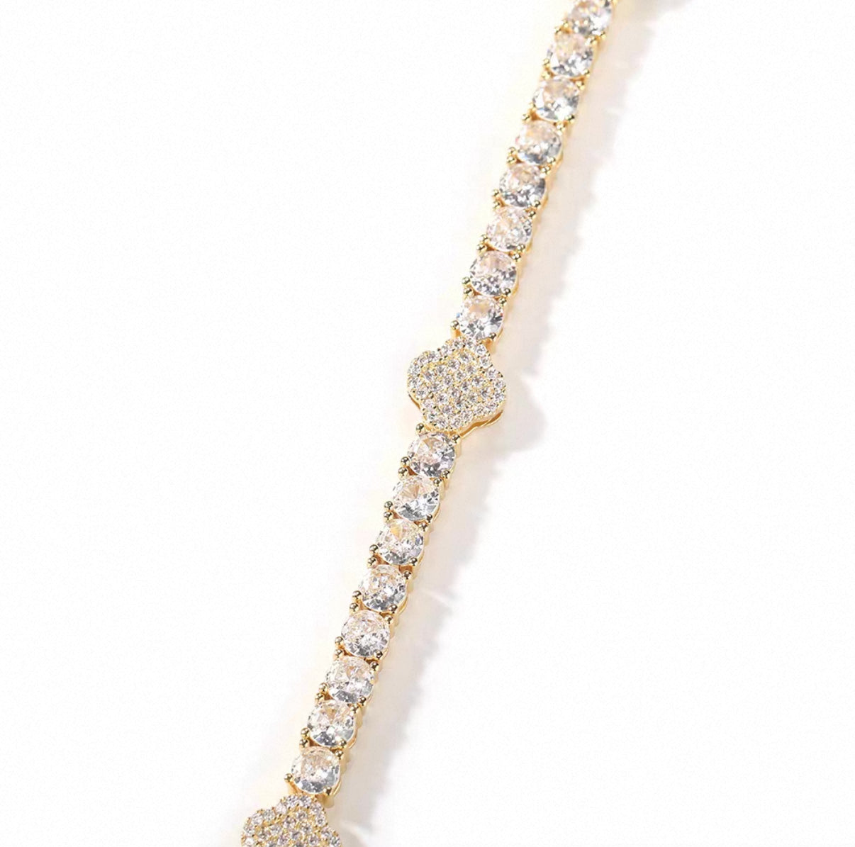 【Ice49】Iced Out Clover Tennis Bracelet