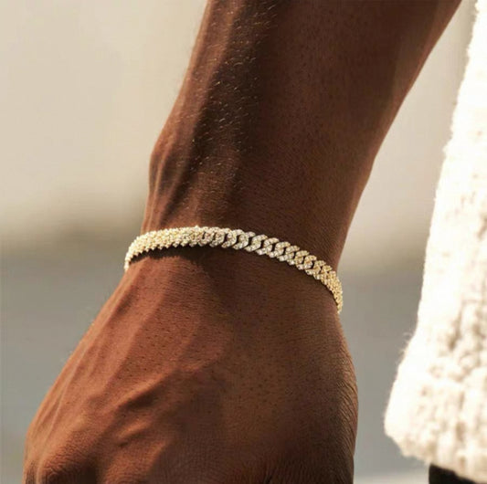 【Ice126】Iced Out Prong Chain Bracelet(5mm)