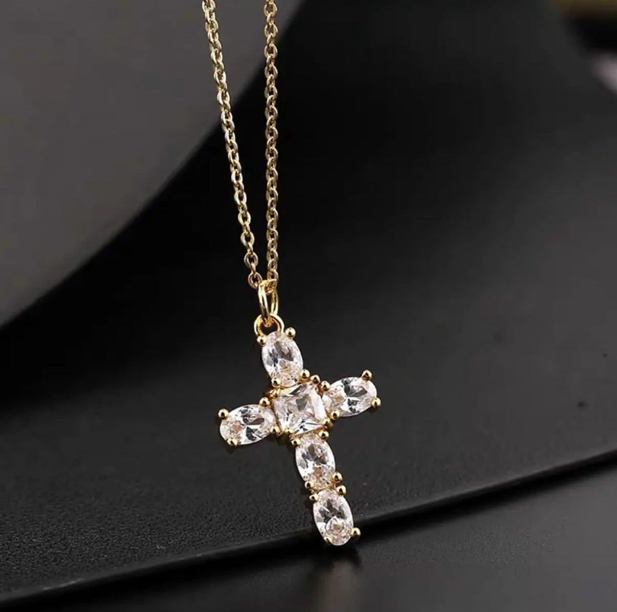 【Ice49】Iced Out American Cross Necklace