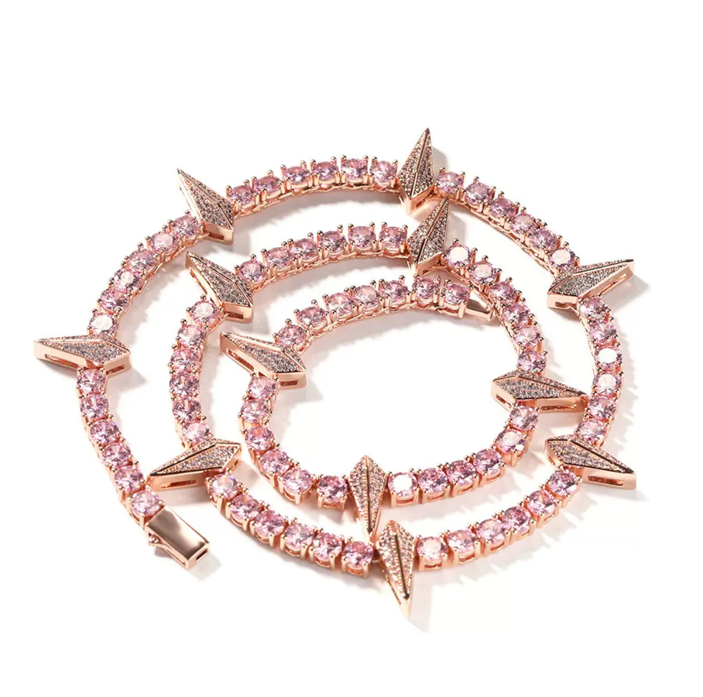 【Ice146】Iced Out Paper Plane Tennis Chain Necklace