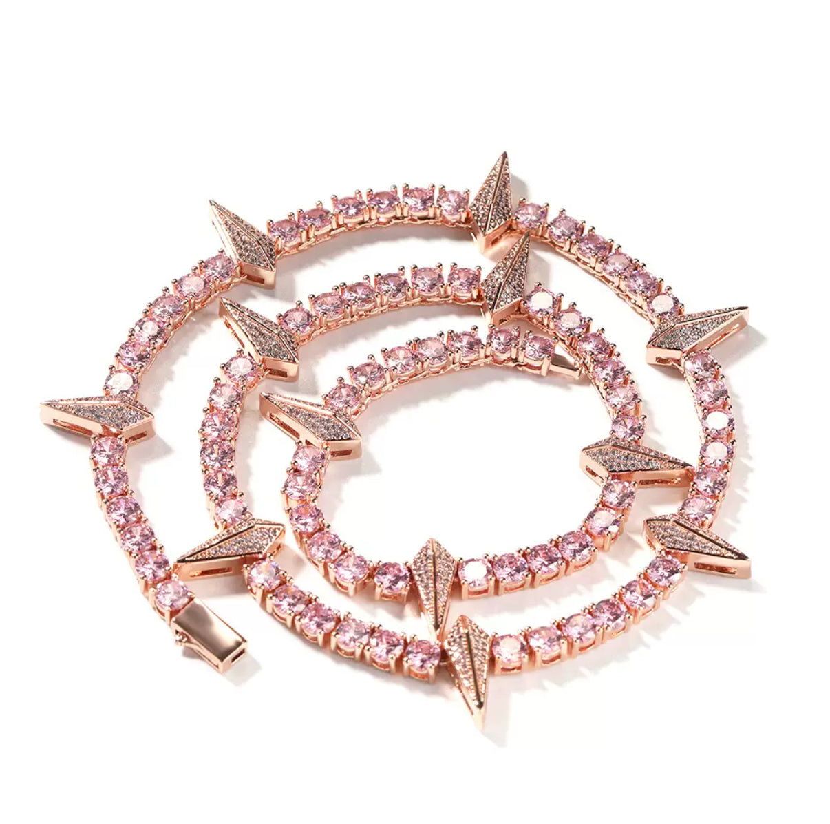 【Ice146】Iced Out Paper Plane Tennis Chain Necklace