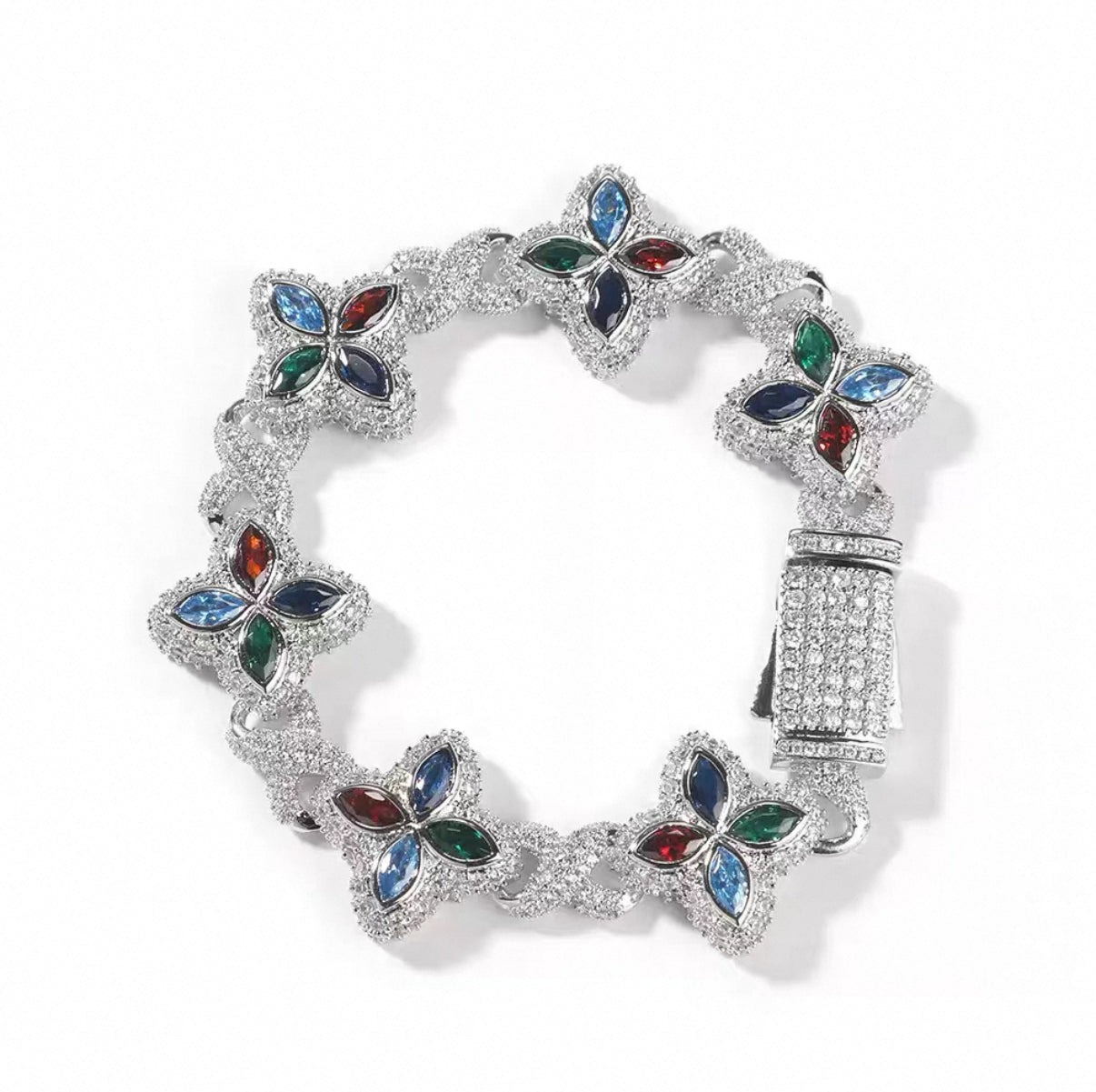 【Ice137】Velour Flower Link Bracelet