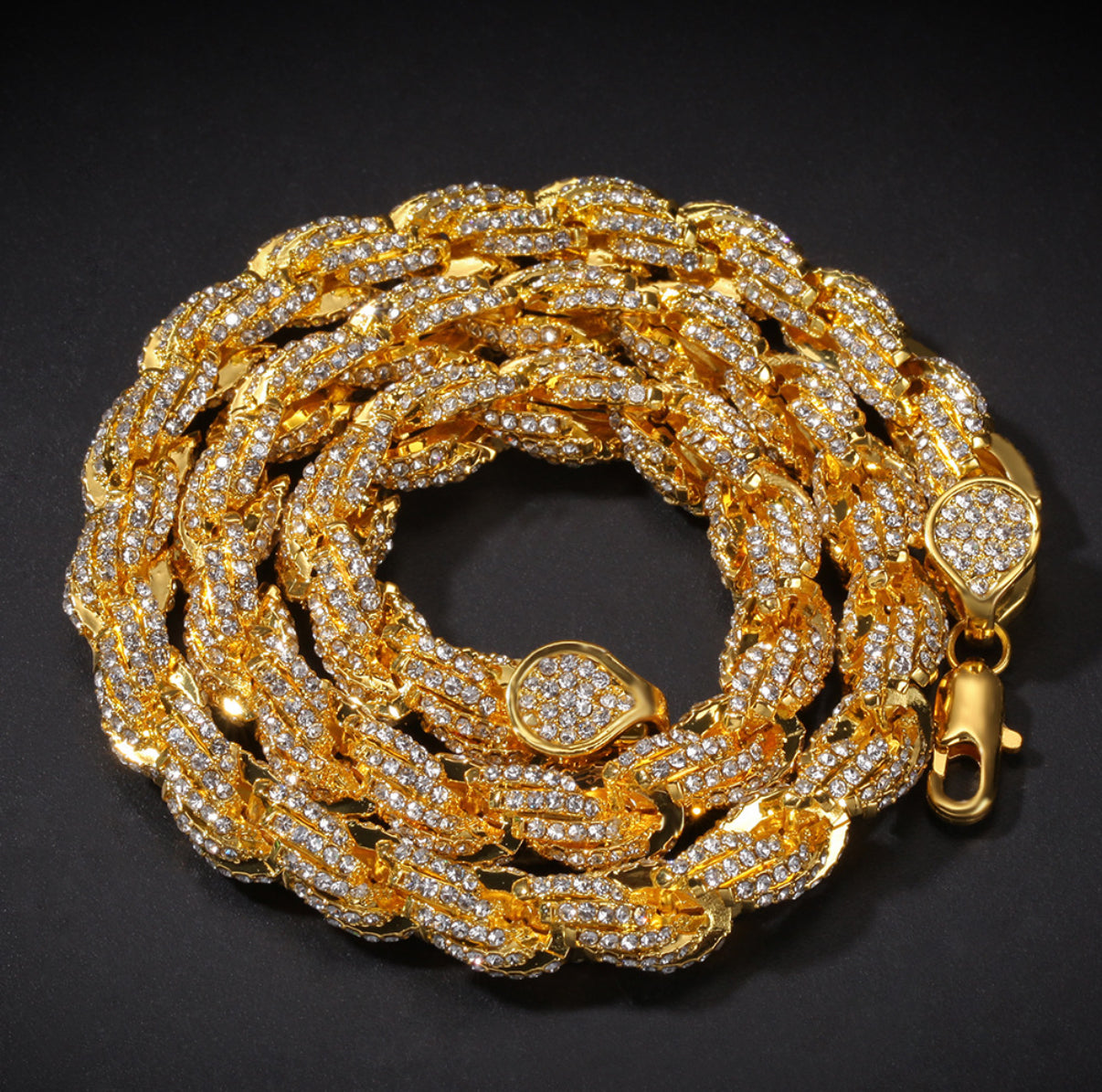 【Ice147】Iced Twist Rope Chain Necklace