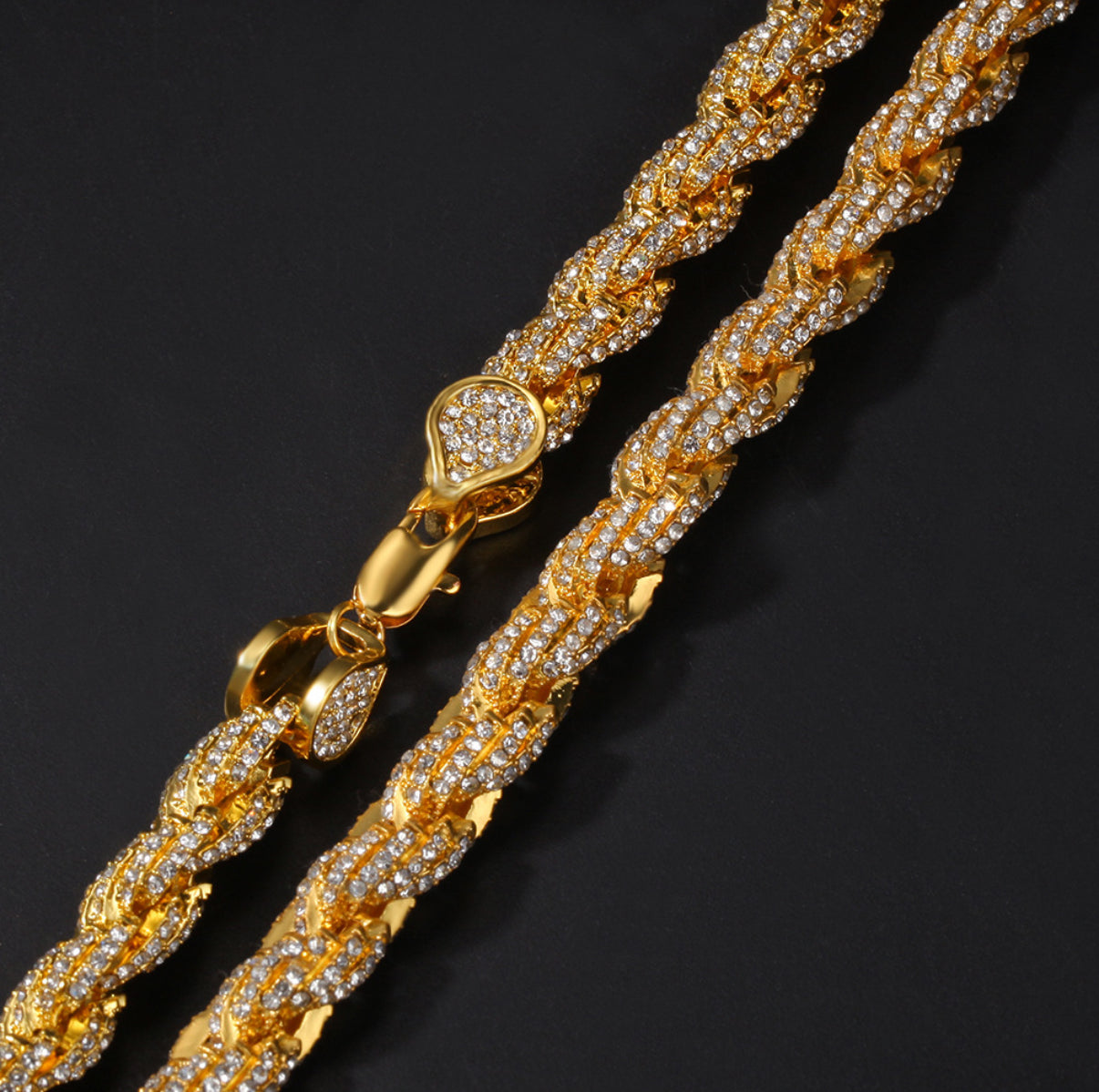 【Ice147】Iced Twist Rope Chain Necklace