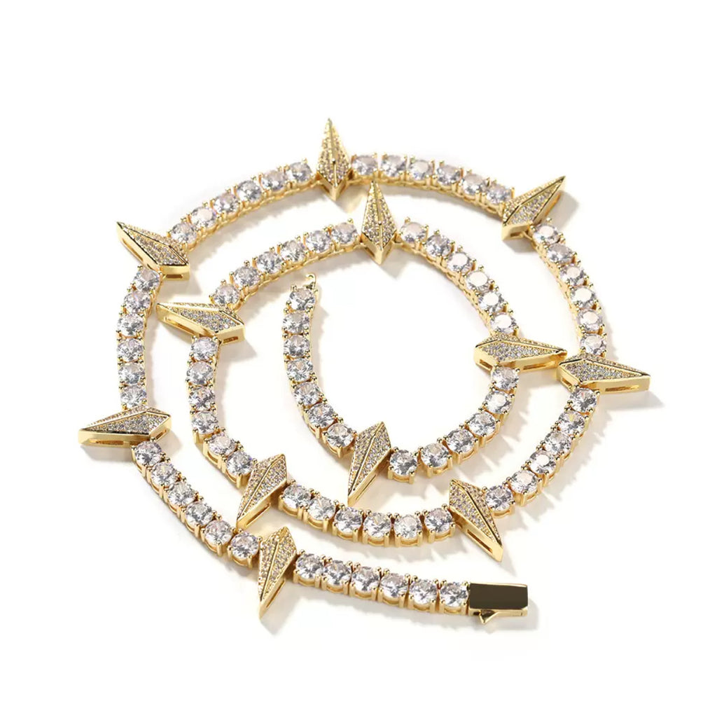 【Ice146】Iced Out Paper Plane Tennis Chain Necklace