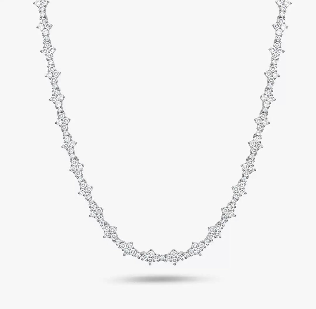 【Ice104】Triple Cut Tennis Chain Necklace【Moissanite】