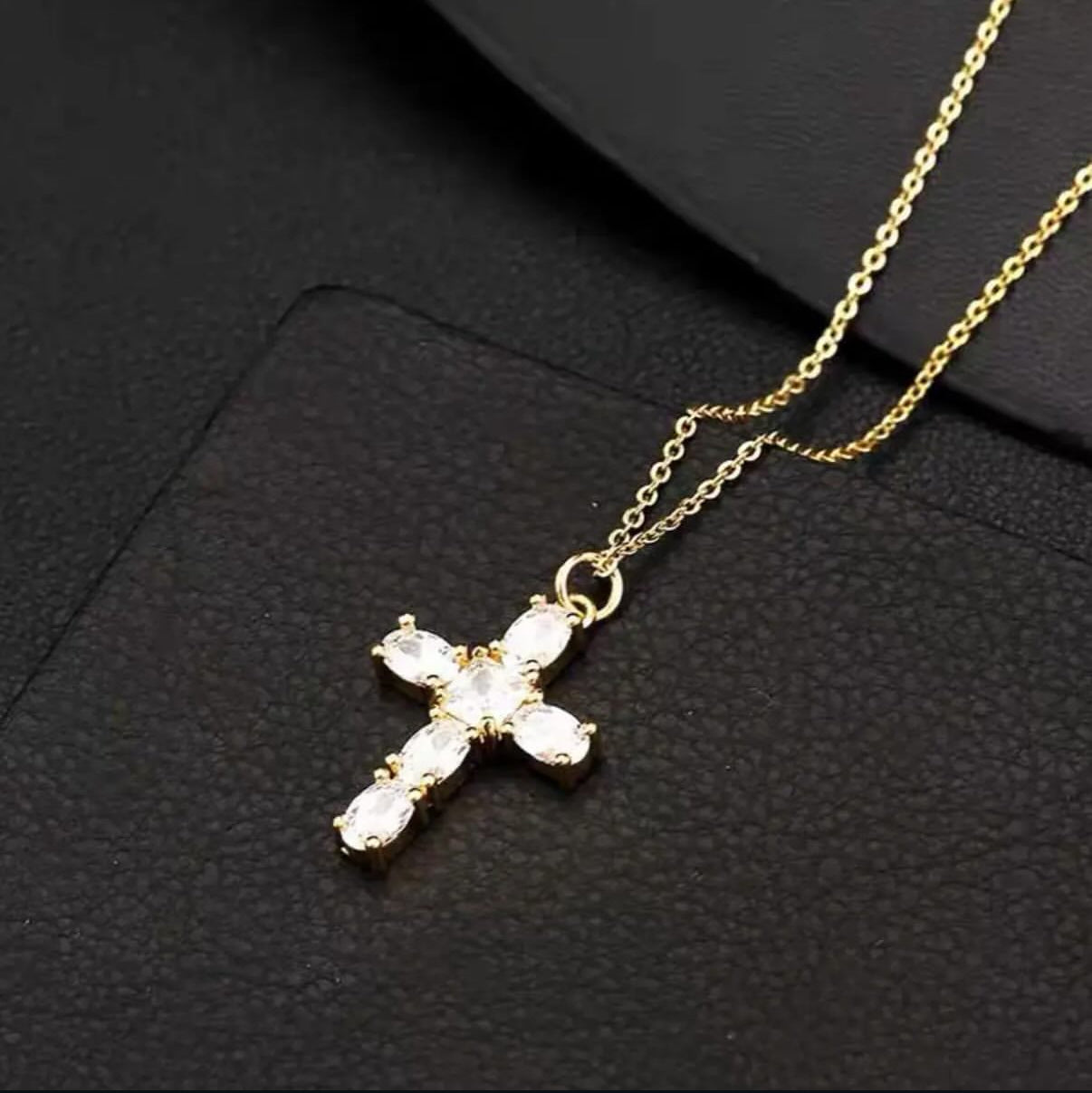 【Ice49】Iced Out American Cross Necklace