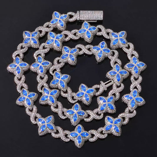 【Ice148】Velour Flower Link Necklace