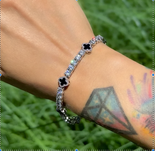 【Ice87】Clover Tennis Bracelet【Moissanite】