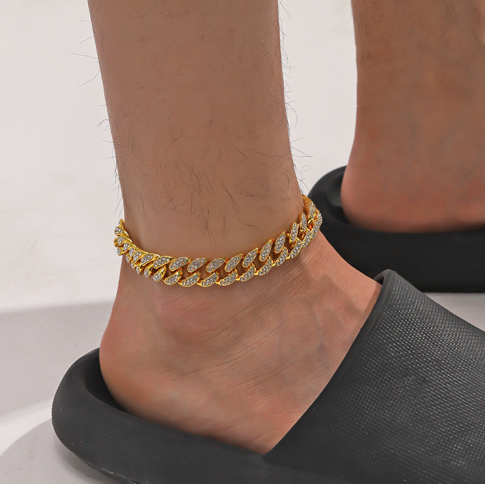 【Ice108】Iced Out Prong Chain Anklet
