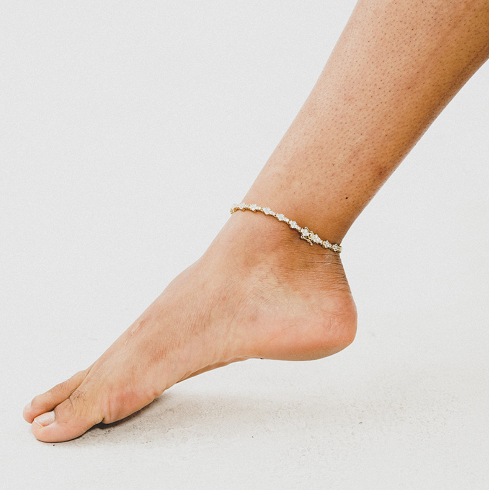 【Ice109】Triple Cut Tennis Chain Anklet