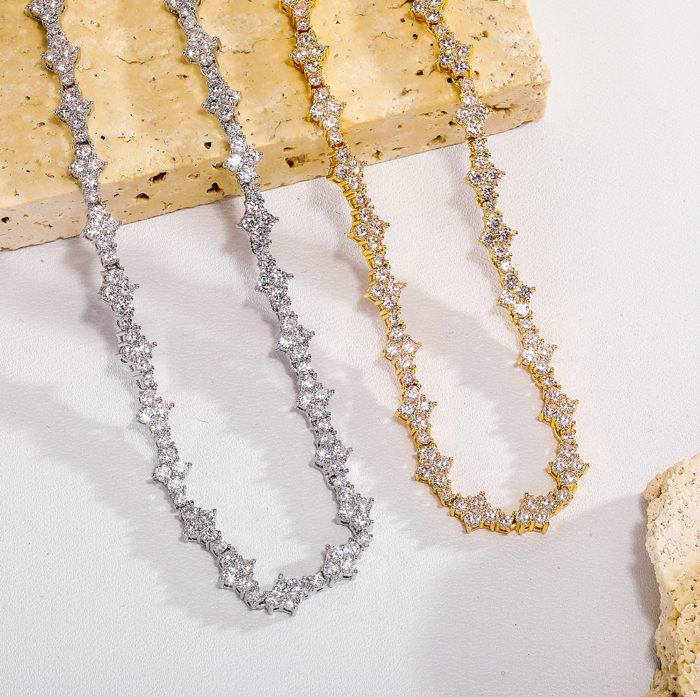 【Ice109】Triple Cut Tennis Chain Anklet