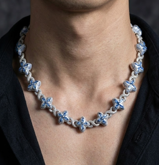 【Ice148】Velour Flower Link Necklace