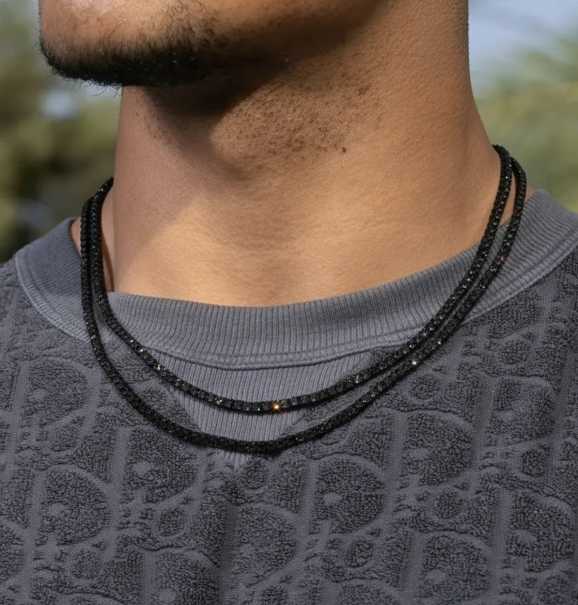 【Ice130】Black Moissanite Tennis Chain Necklace