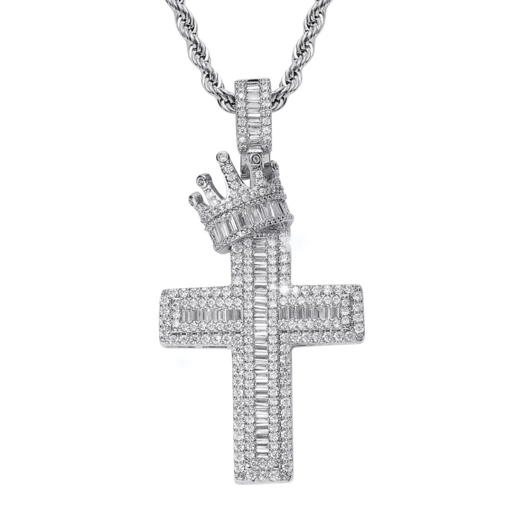 【Ice166】Crown Cross Necklace