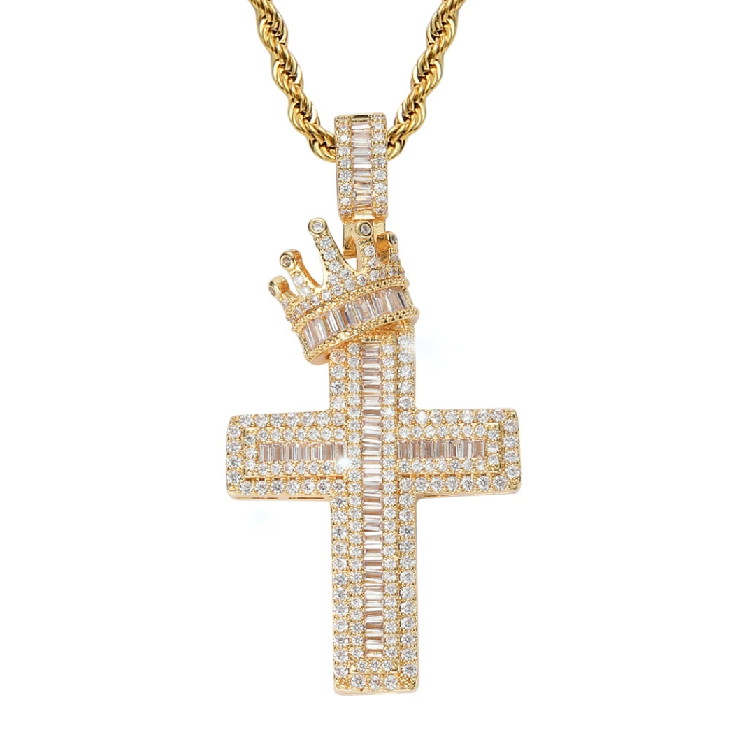 【Ice166】Crown Cross Necklace