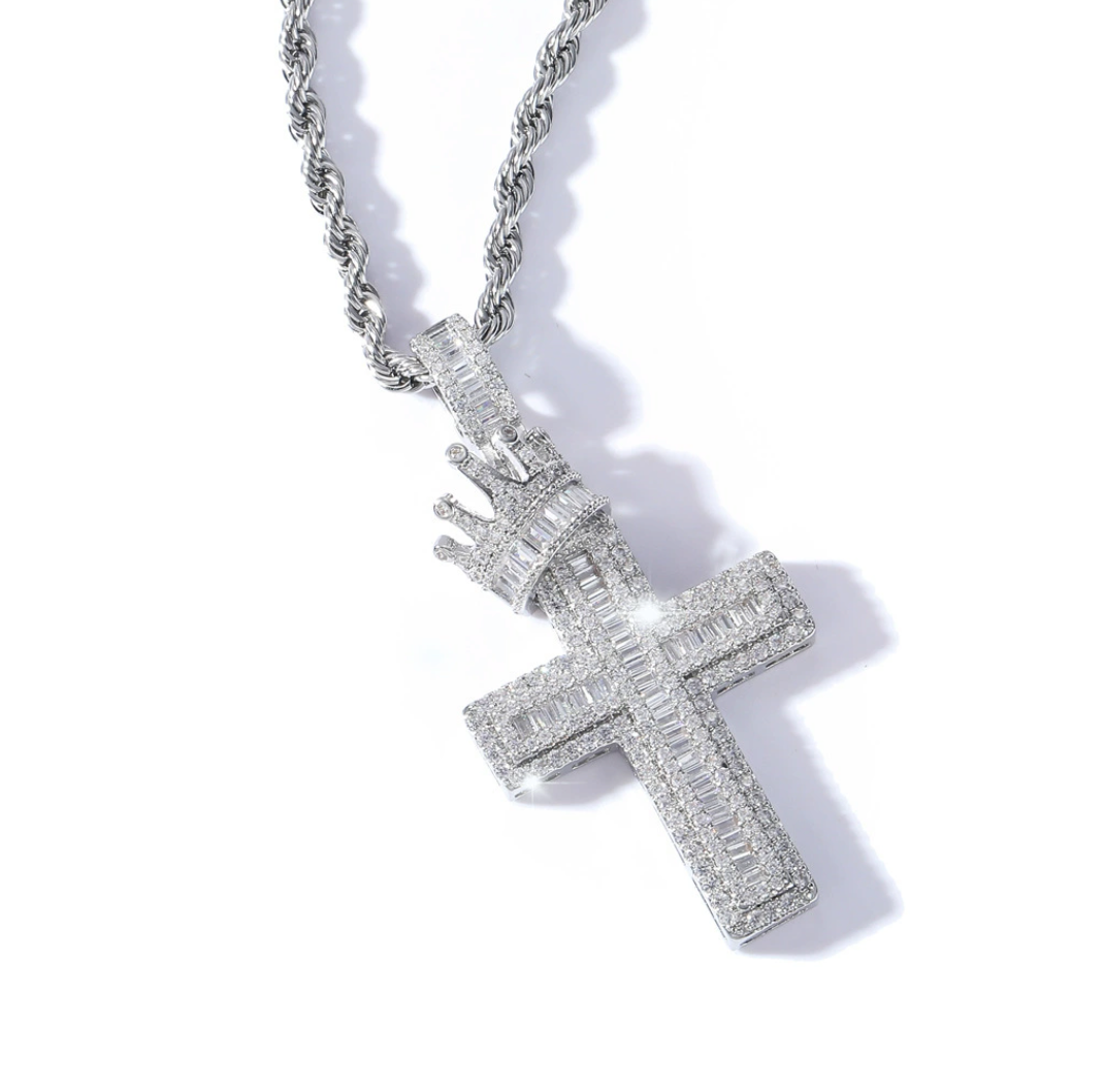 【Ice166】Crown Cross Necklace
