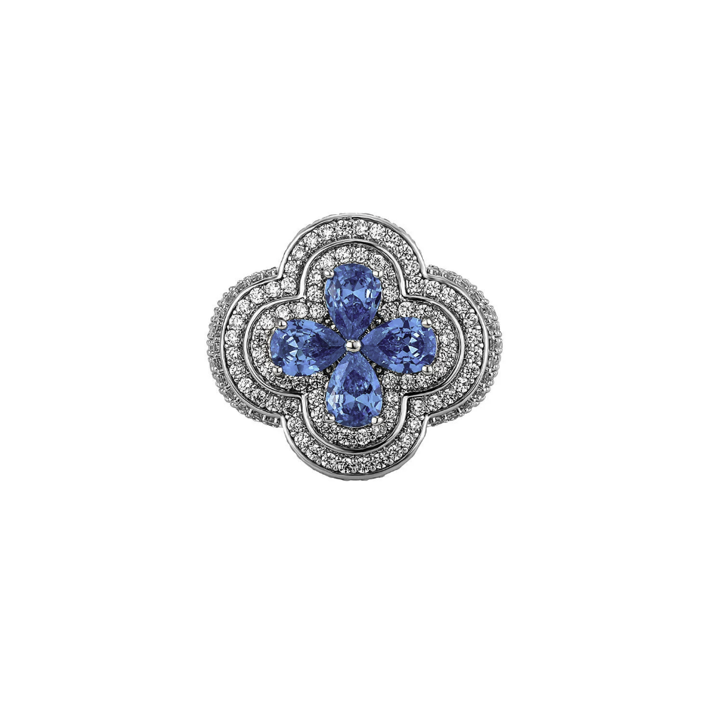 【Ice168】Iced Out Clover Ring