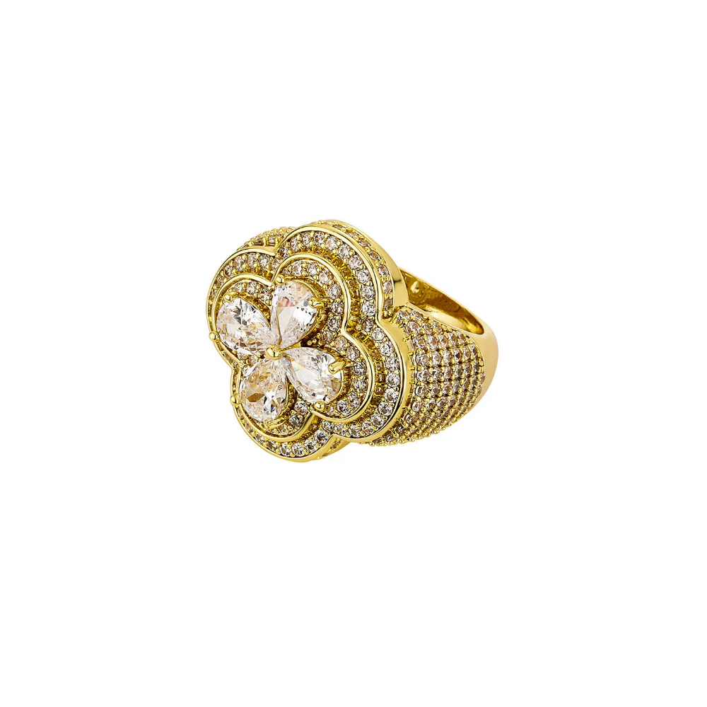 【Ice168】Iced Out Clover Ring