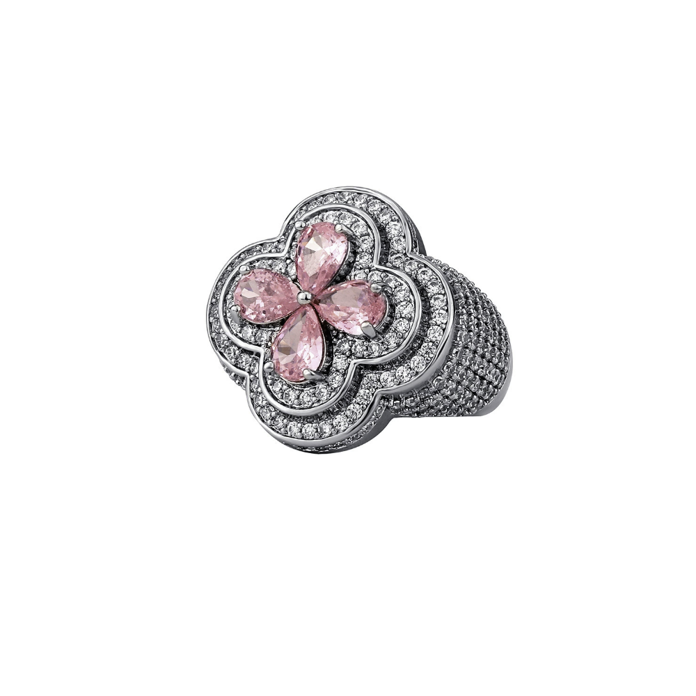 【Ice168】Iced Out Clover Ring