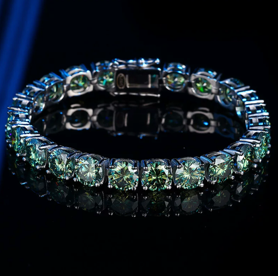 【Ice170】Green Moissanite Tennis Chain Bracelet