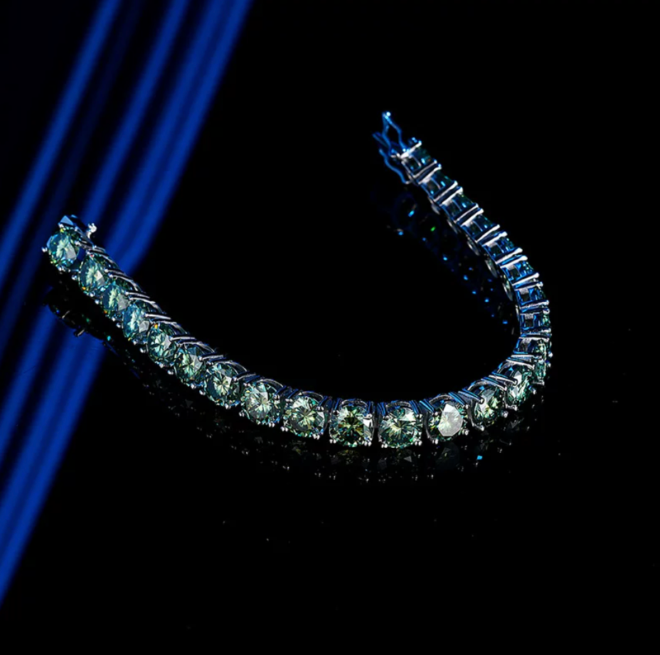 【Ice170】Green Moissanite Tennis Chain Bracelet