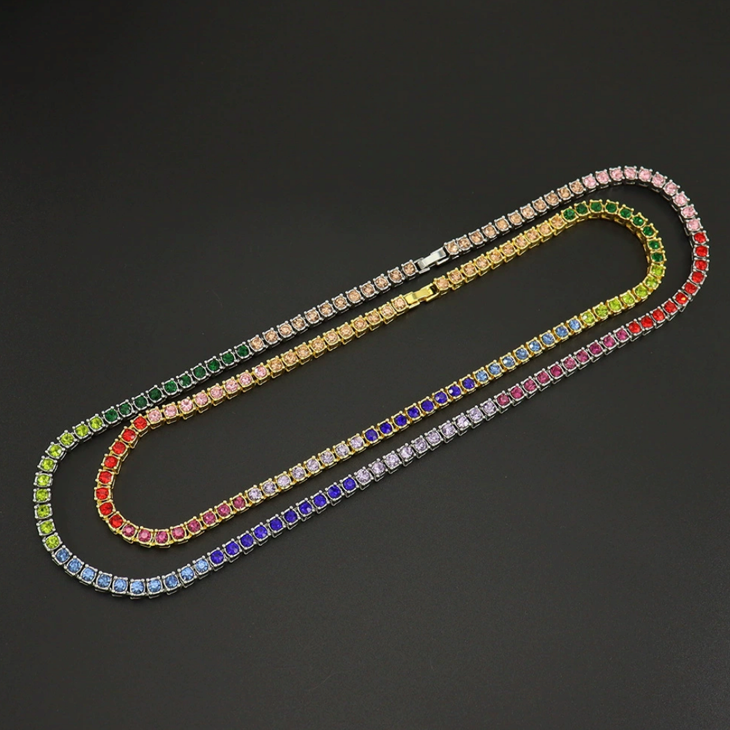 【Ice61】Rainbow Tennis Chain Necklace(5mm)