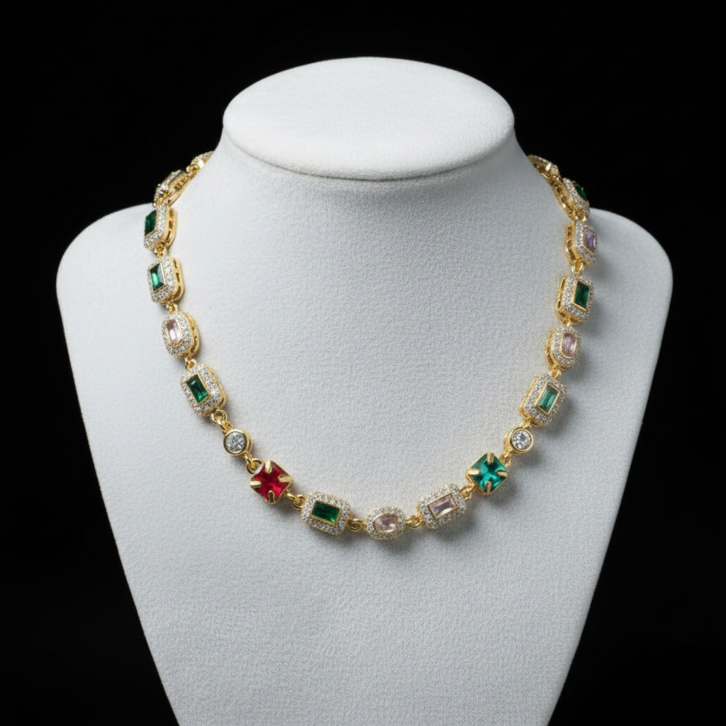 【Ice191】Precious Color Chain Necklace