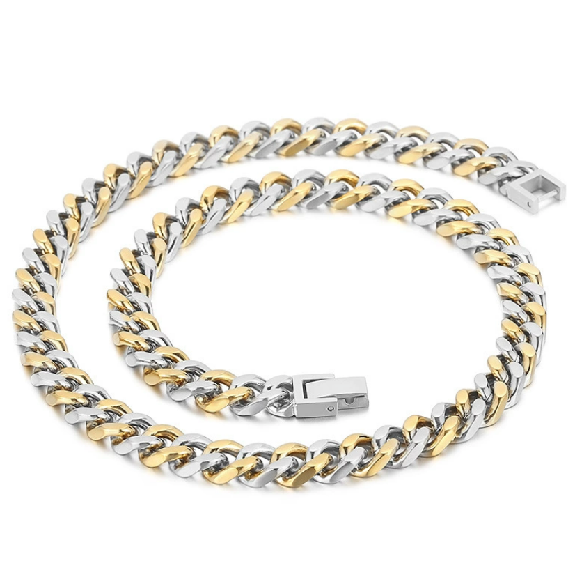 【Ice192】Bicolor Cuban Chain Necklace