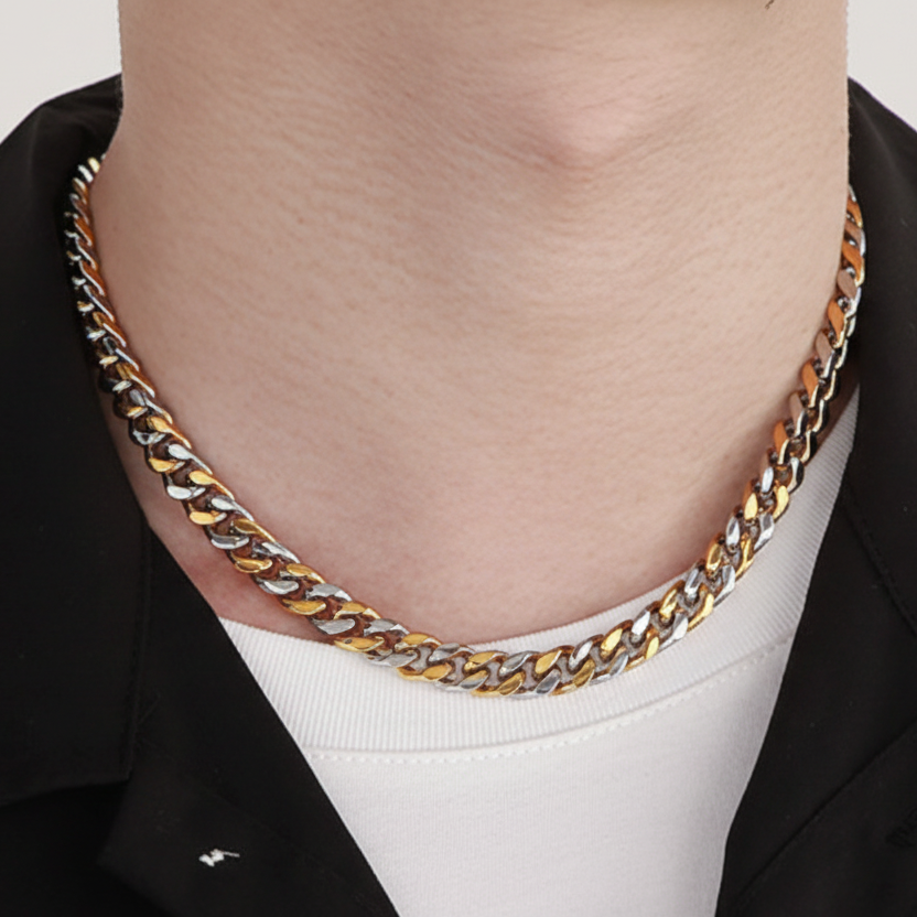 【Ice192】Bicolor Cuban Chain Necklace