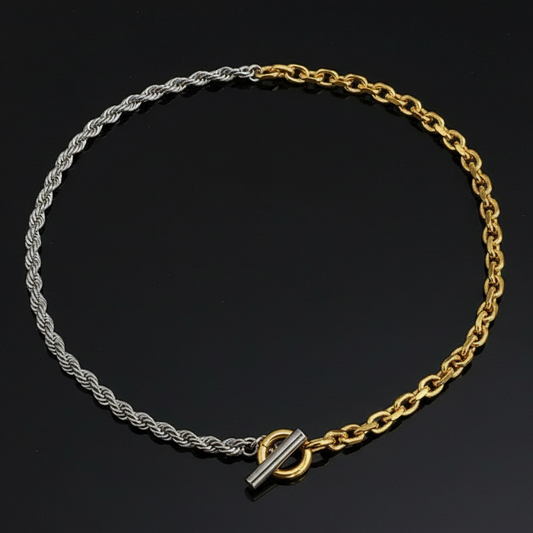 【Ice194】Bicolor Mantel Chain Necklace