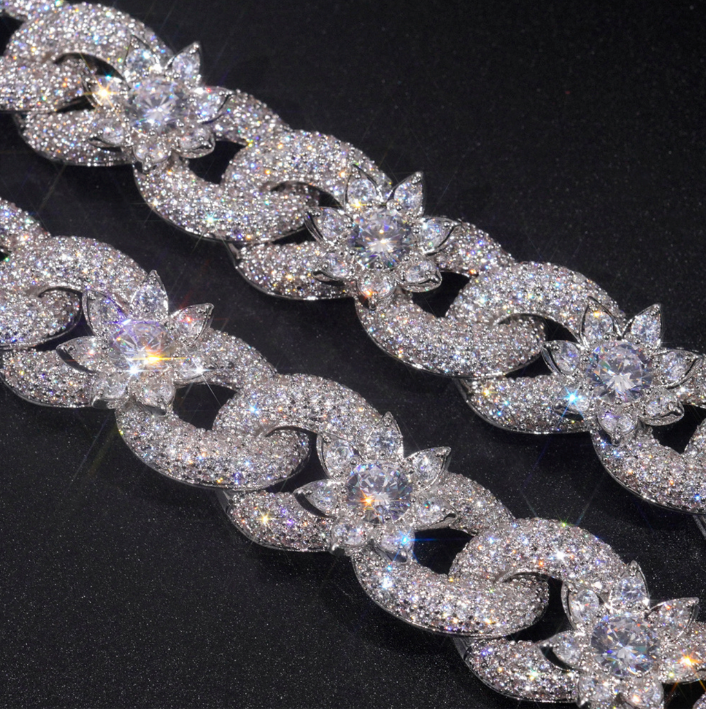 【Ice143】Iced Blossom Cuban Chain Necklace