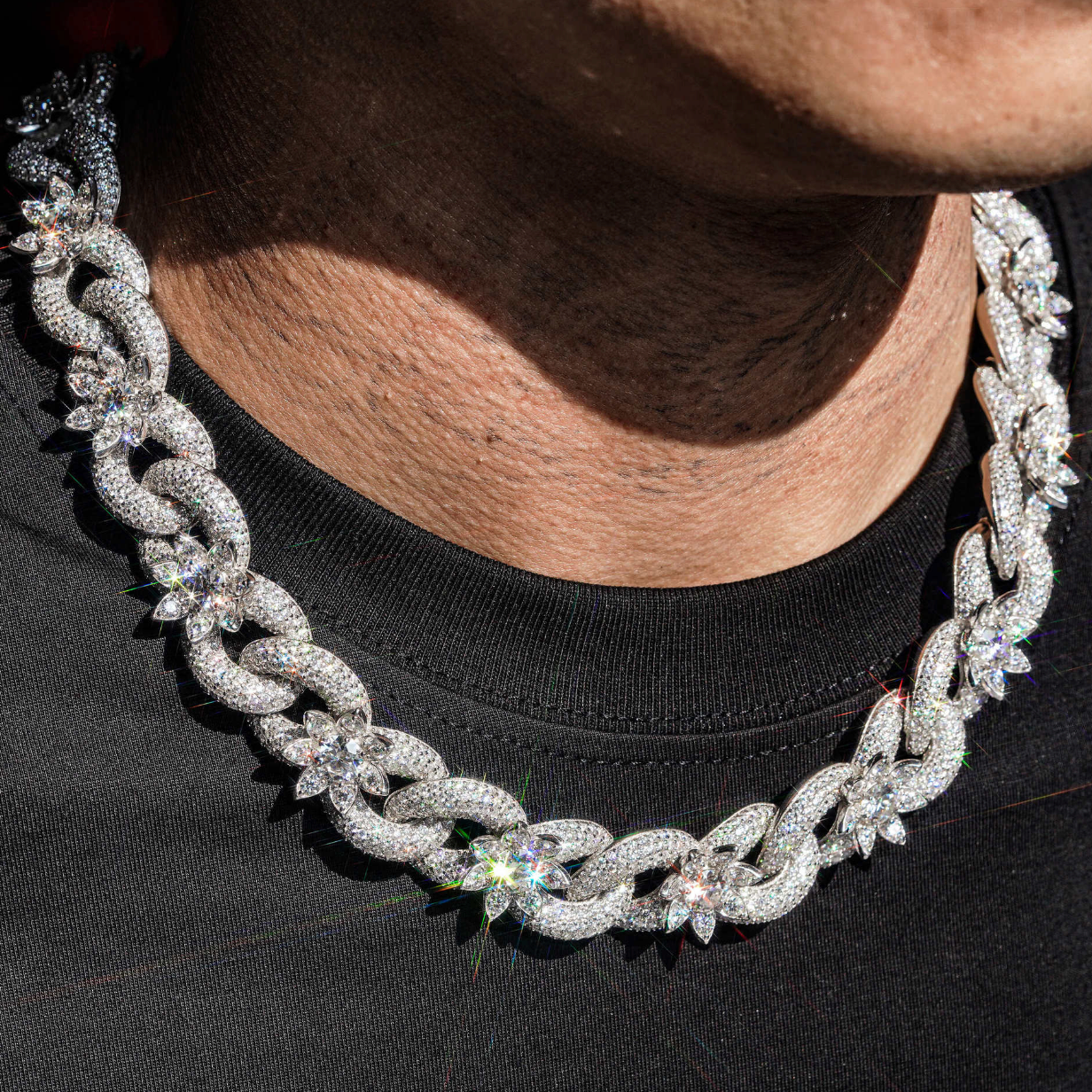 【Ice143】Iced Blossom Cuban Chain Necklace