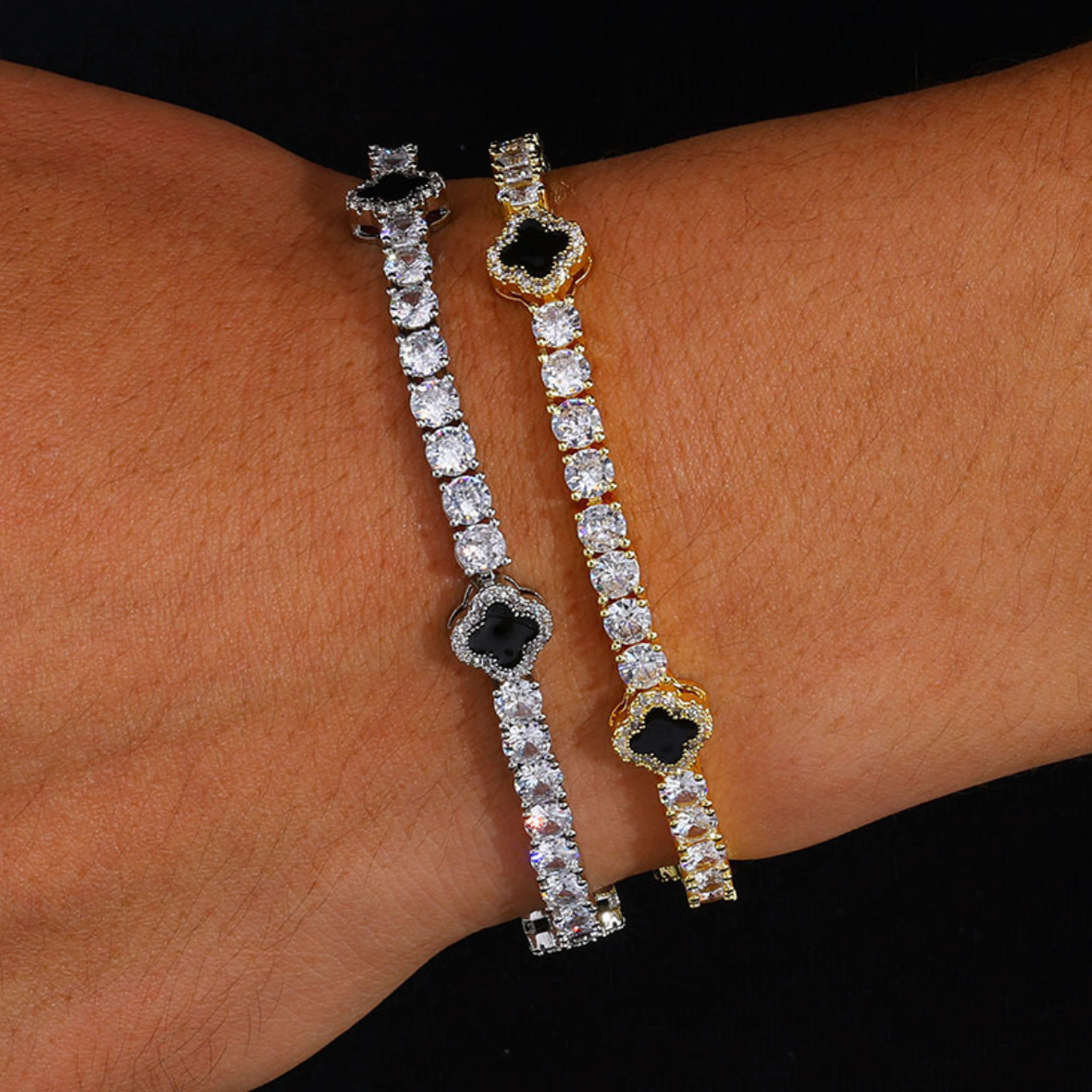 【Ice87】Clover Tennis Bracelet【Moissanite】