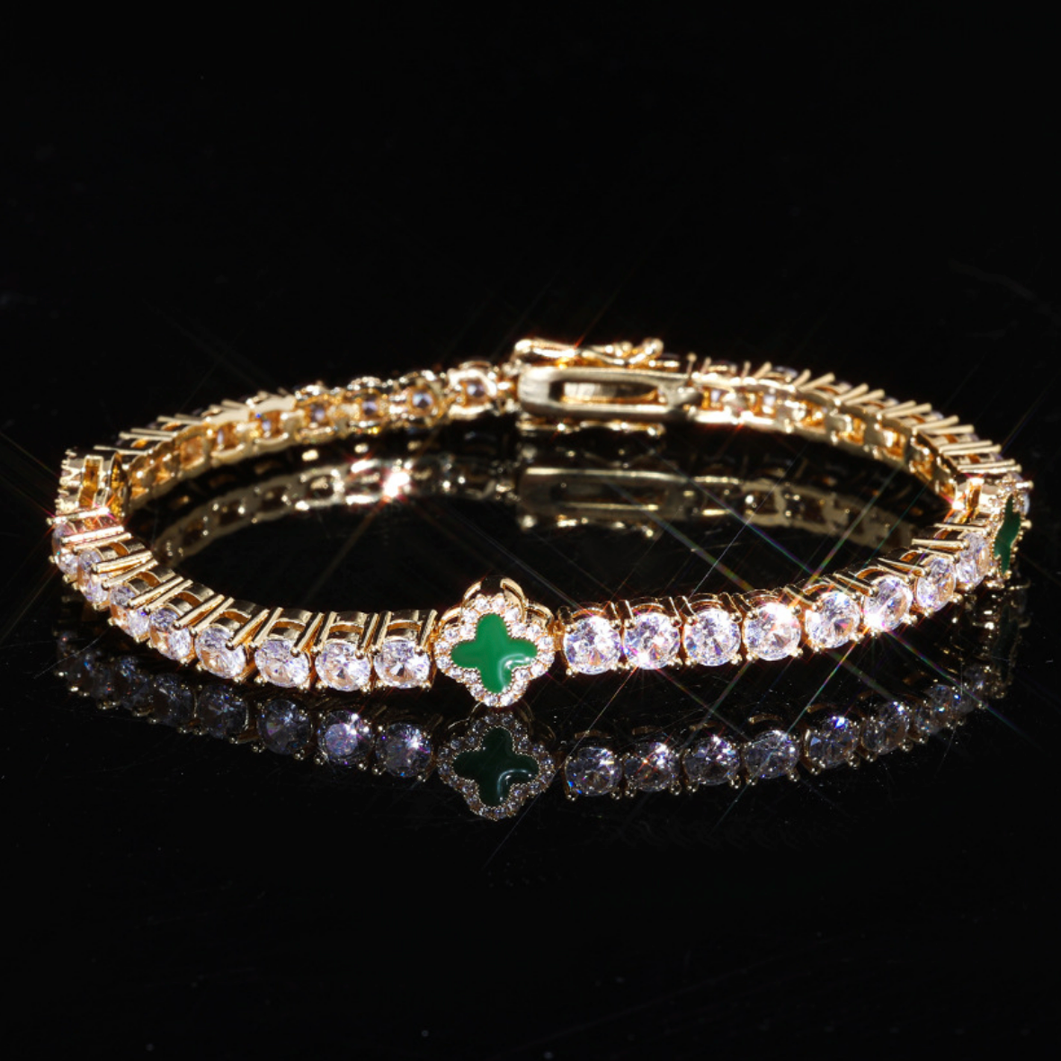【Ice87】Clover Tennis Bracelet【Moissanite】