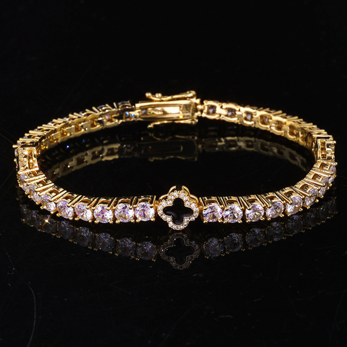 【Ice87】Clover Tennis Bracelet【Moissanite】