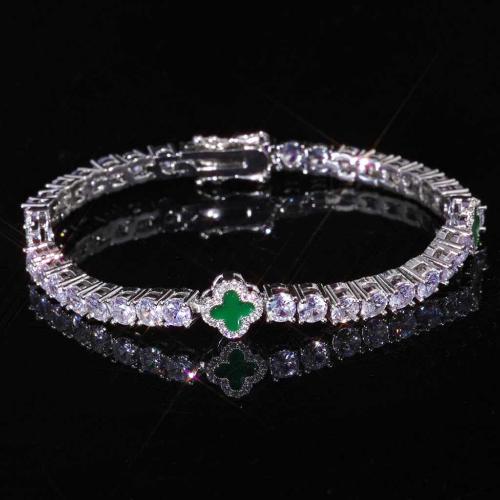 【Ice87】Clover Tennis Bracelet【Moissanite】