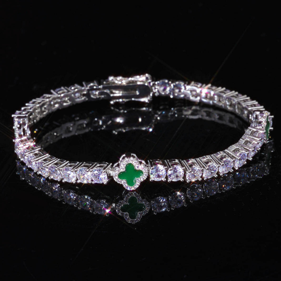 【Ice87】Clover Tennis Bracelet【Moissanite】