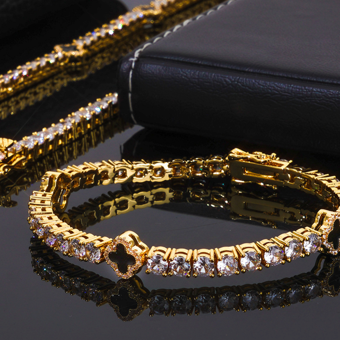 【Ice87】Clover Tennis Bracelet【Moissanite】