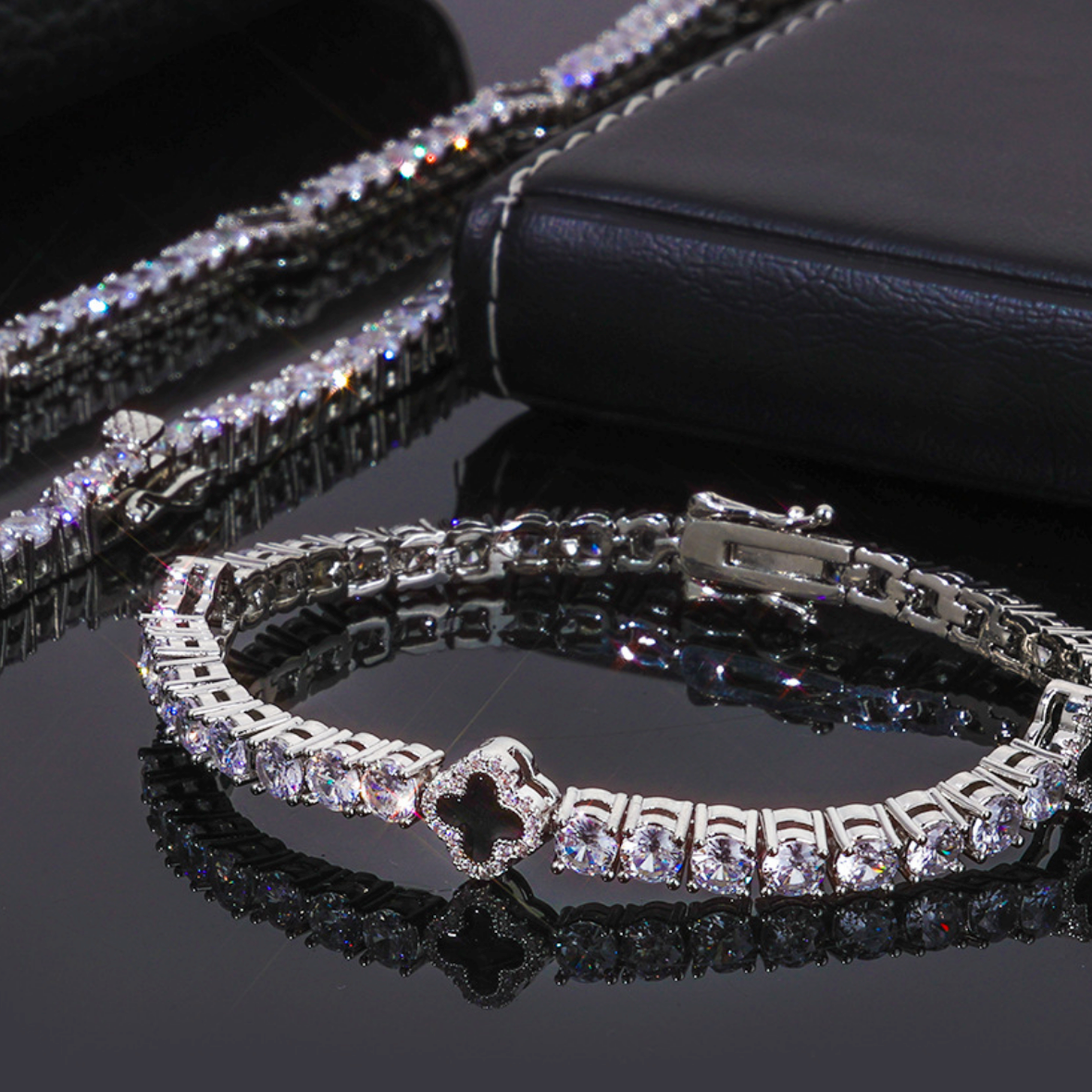 【Ice87】Clover Tennis Bracelet【Moissanite】