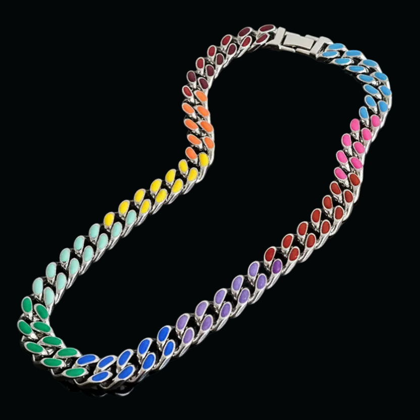【Ice208】Colored Cuban Chain Necklace