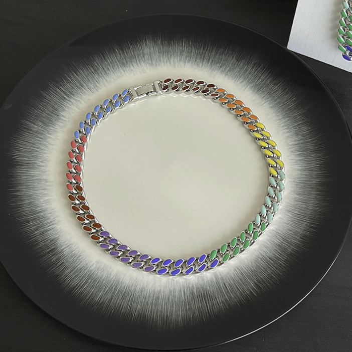 【Ice208】Colored Cuban Chain Necklace