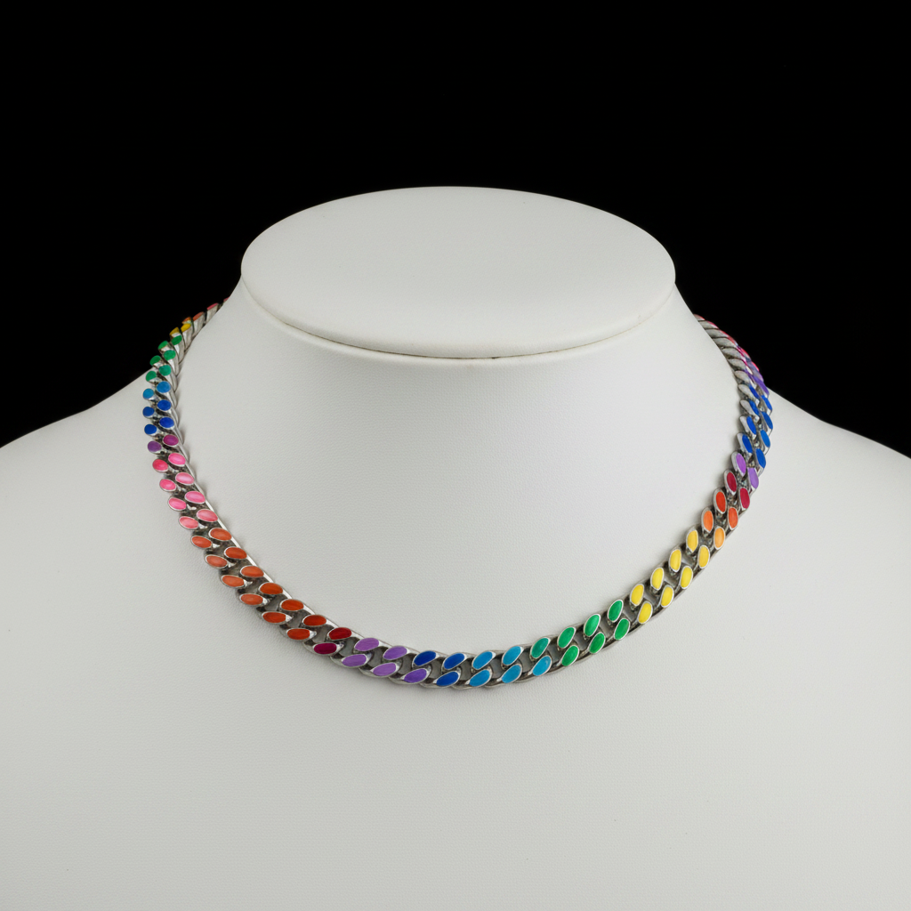 【Ice208】Colored Cuban Chain Necklace