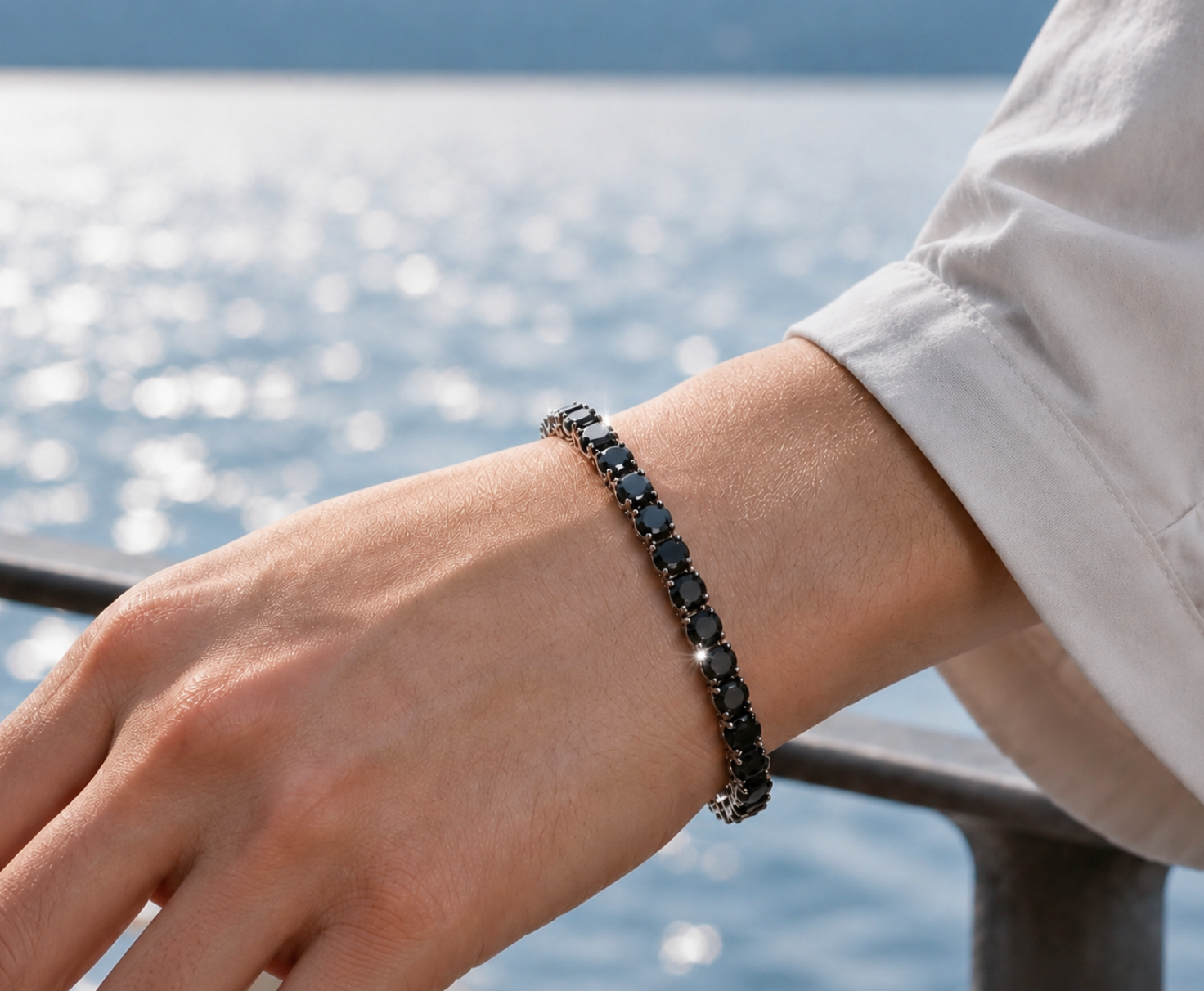 【Ice129】Black Moissanite Tennis Chain Bracelet