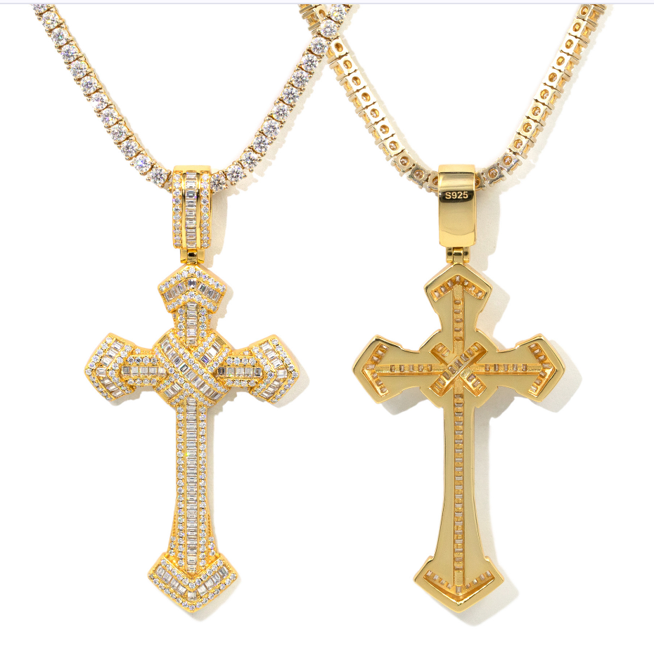 【Ice61】Cross Pendant【Moissanite】