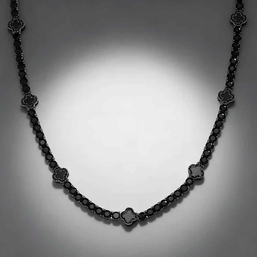 【Ice257】Black Clover Tennis Chain Necklace