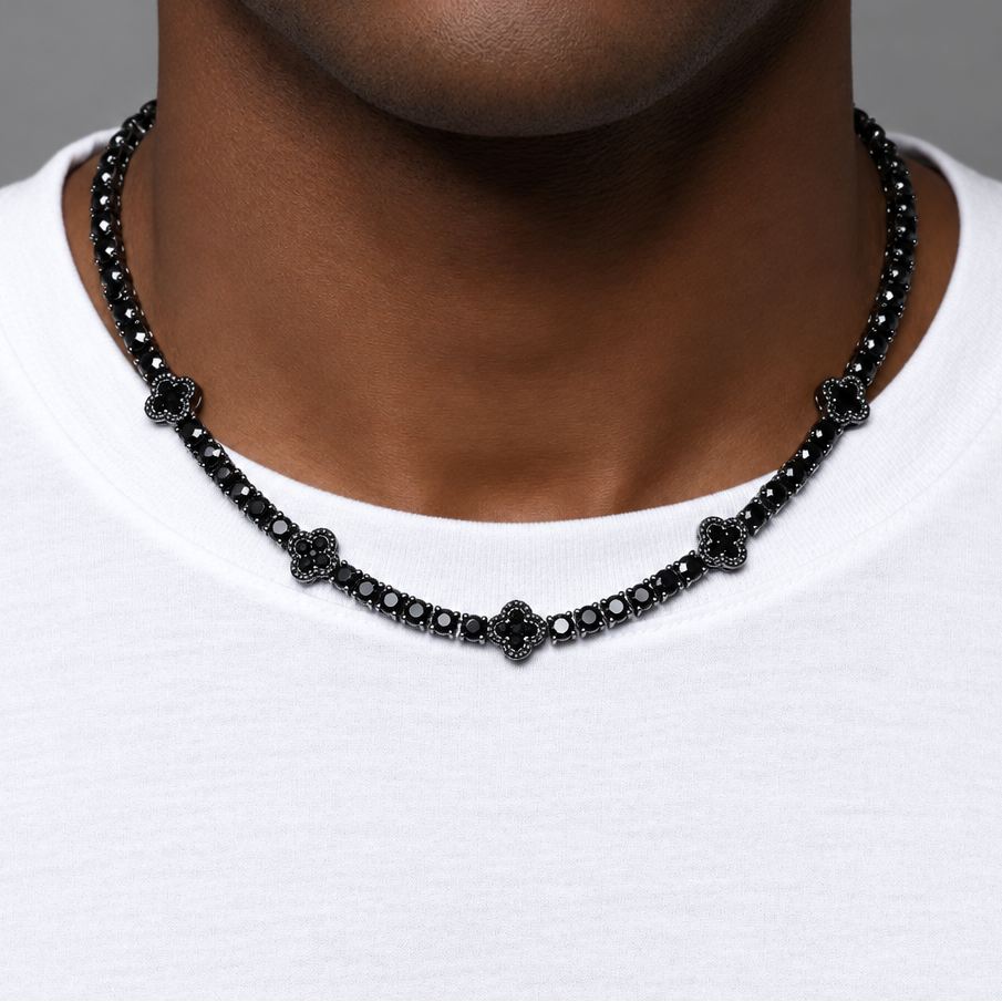 【Ice257】Black Clover Tennis Chain Necklace
