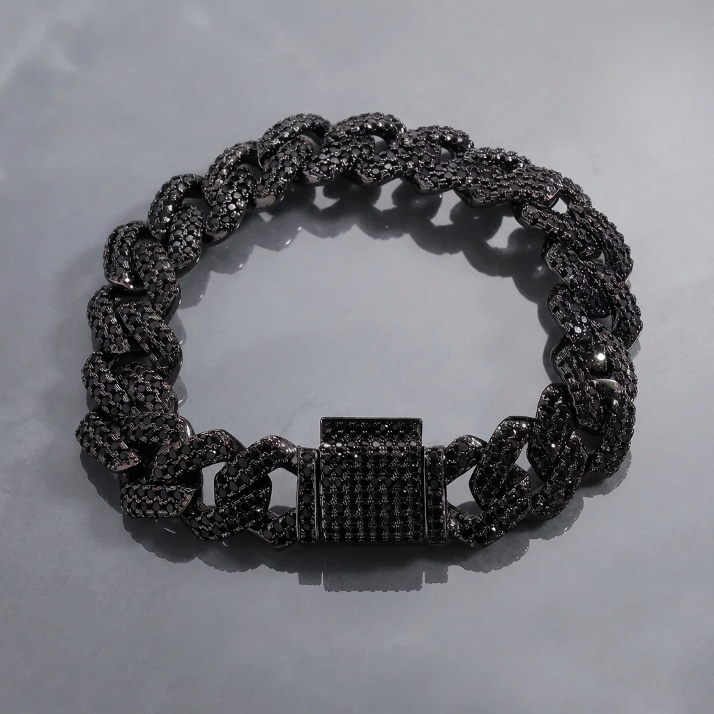 【Ice261】Black Prong Cuban Link Bracelet