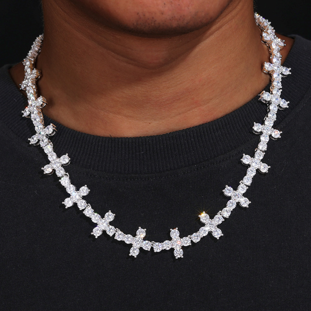 【Ice265】Firenze Cross Tennis Chain Silver